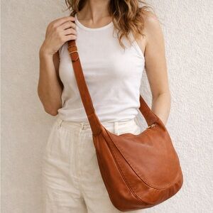 Vintage Ganson San Francisco Leather Camel Crossbody Bag